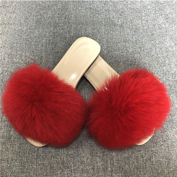 

slippers real fur women home fluffy sliders comfort with feathers furry summer flats sweet ladies shoes large size 39, Black