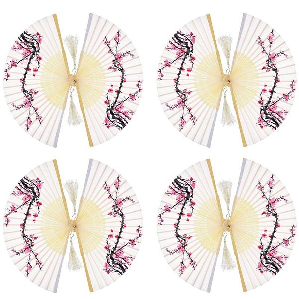 

other home decor 12 pieces of hand-made fan bamboo folding printing dance wedding party decoration (plum)