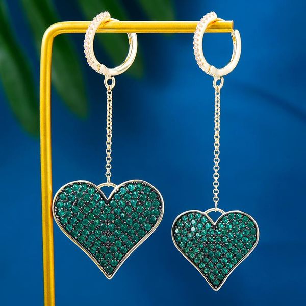 

dangle & chandelier godki trendy heart drop earring for women wedding cubic zirconia dubai bridal earrings costume jewelry summer party, Silver