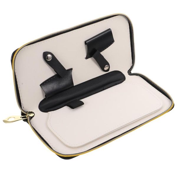 

hair scissors hairdressers stylist leather bag case with 2 sheath for home salon