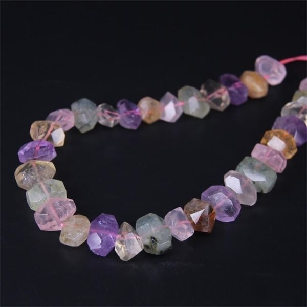 

15.5"/strand beautiful mix crystal faceted nugget loose beads,cut citrines amethysts rose quartzs pendants charms jewelry making