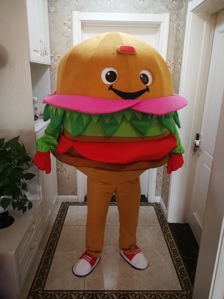 

real picture hamburger mascot costume fancy dress for halloween carnival party support customization, Red;yellow