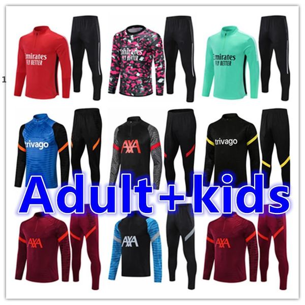 

men 20 21 football training tracksuit soccer tracksuits suit sets 2021 2022 chandal jacket jogging, Black