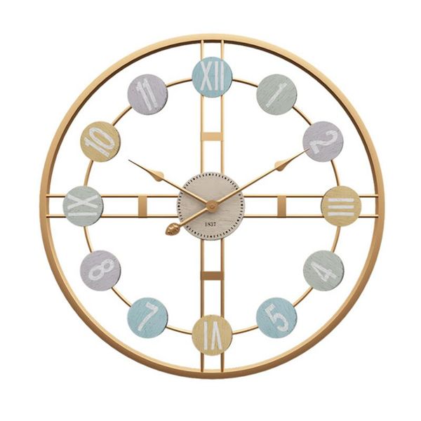 

wall clocks 3d vintage hanging clock roman style 50cm hollow iron silent absolutely bedroom bar decoration for home