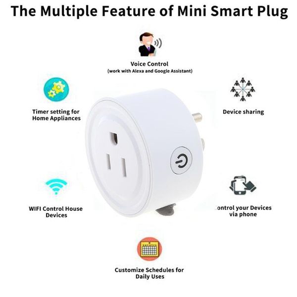

smart power plugs wifi plug mini outlet work with alexa, home, 2.4g only, no hub required,(4 pack) drop
