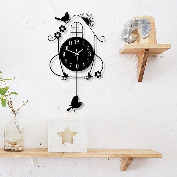 

wall clocks clock modern design living room luminous bird metal 3d diy stickers pared con pendulo home decor
