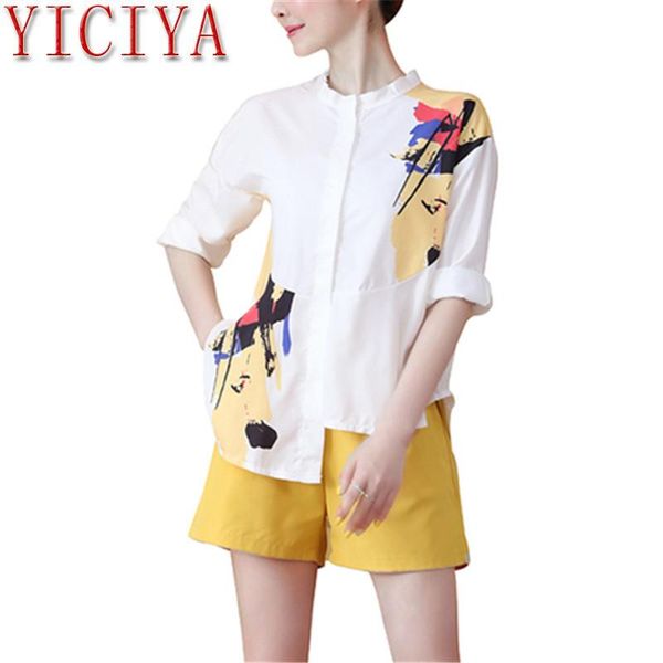 

two piece dress summer shorts 2 sets outfits women printed shirt suits korean plus size white set matching clothing