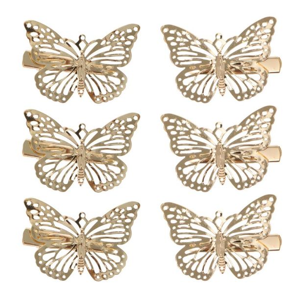 

hair clips 12pcs butterflies catches hollow clamps golden barrettes