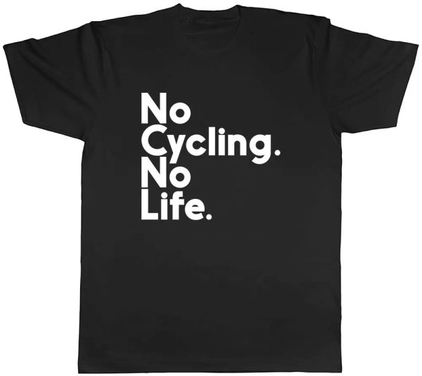 

no cycling no life mens t-shirt tee, White;black
