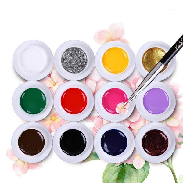 

nail painting plastic flower pull line oil glue potherapy gelatin dye gradient rubber 12 color system full set1