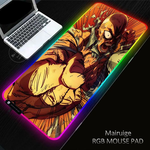 

mouse pads & wrist rests one punch-man led light mousepad rgb keyboard desk-mat colorful surface pad waterproof multi-size computer gamer cs