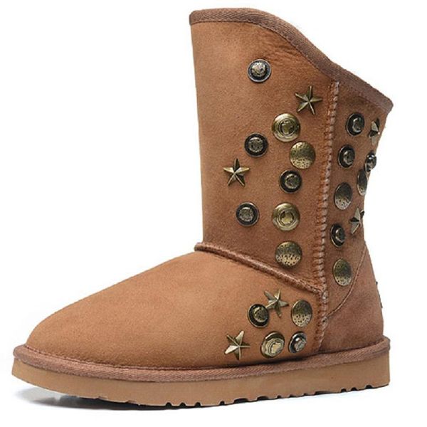 

boots 01 fashion now and ewe fur integrated rivet joker, Black