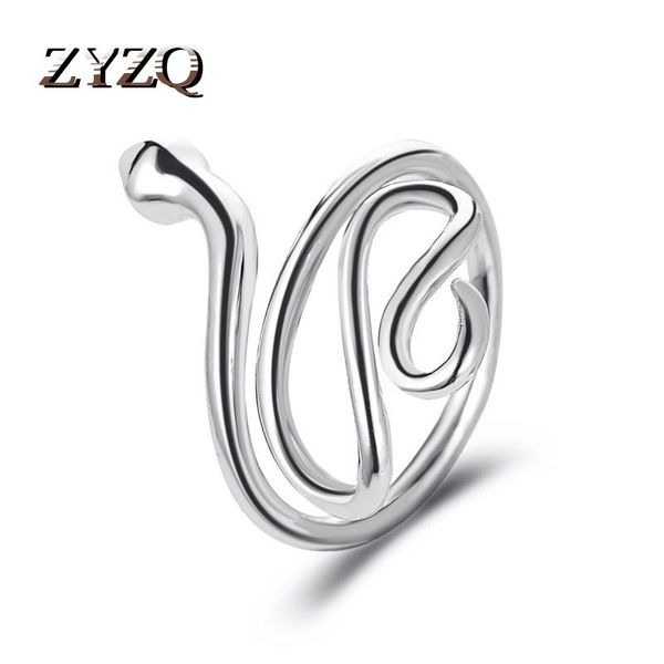 

wedding rings zyzq gothic retro snake-shaped winding ring opening adjustable personality simple men and women, Slivery;golden