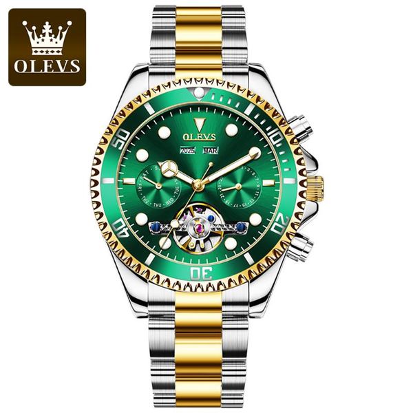 

wristwatches luminous perpetual calendar men's watch steel automatic mechanical tourbillon casual fashion, Slivery;brown