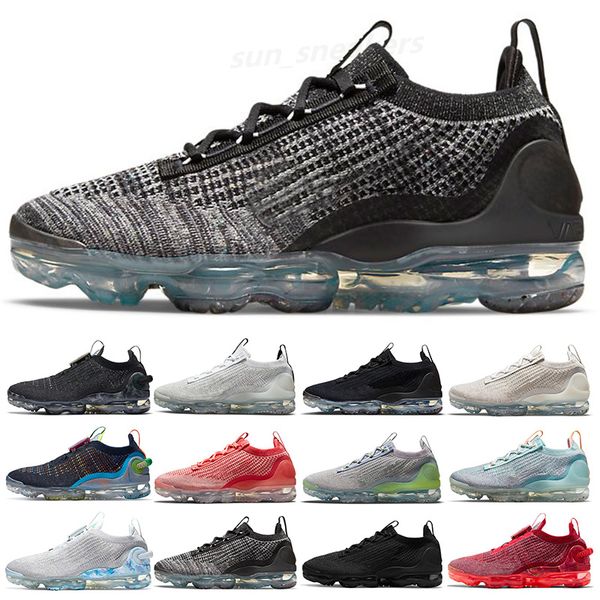 

fk fly knit 2021 mens running shoes cushion anthracite black triple pure white platinum metallic silver cool oatmeal blue neon trainers snea
