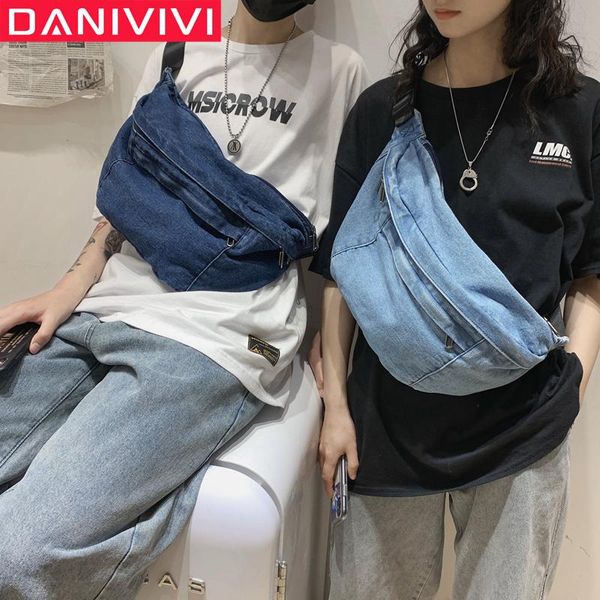 

waist bag women denim chest pack fashion bum bags shoulder adjustable fanny large capacity hip kidney