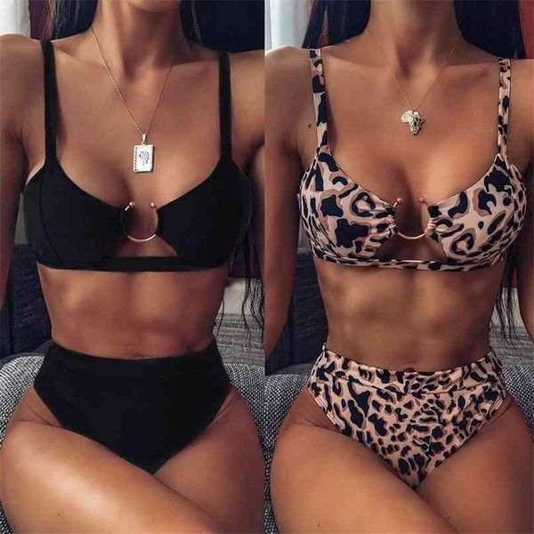 Sexy Badeanzug Frauen Hohe Taille Bikini Micro Bein Schwimmen Anzug für Baden Snake Print Bademode Bikinis Set 210625