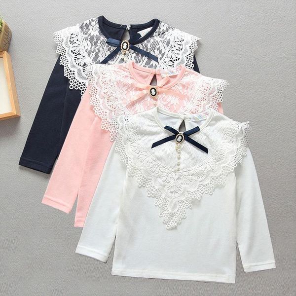 

baby girls blouses spring autumn kids long sleeve lace shirts bow beading blouse shirt for children clothing, White;black