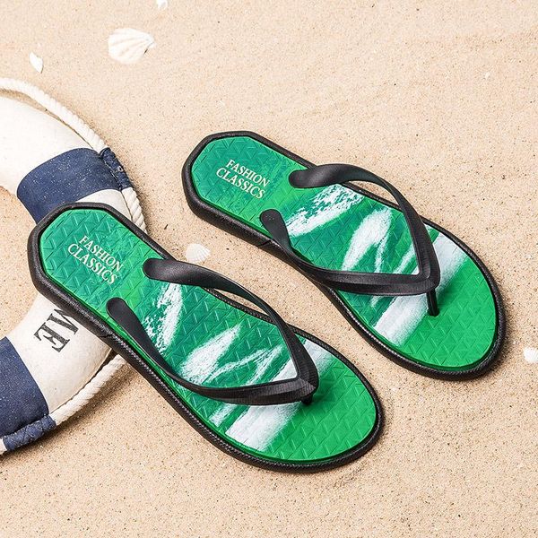 

slippers men's cool fashion summer beach pool soft thongs flip-flops, Black