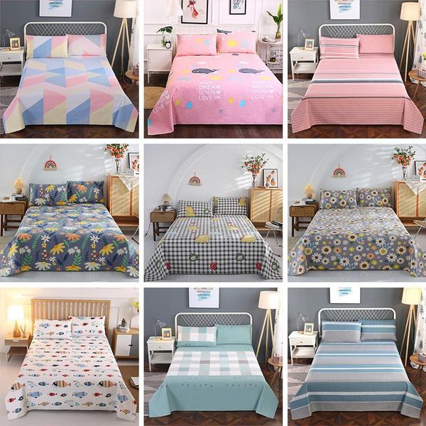 

piece sheet set 3d printed cotton bedding sheets flower cartoons flat case queen king sets season &