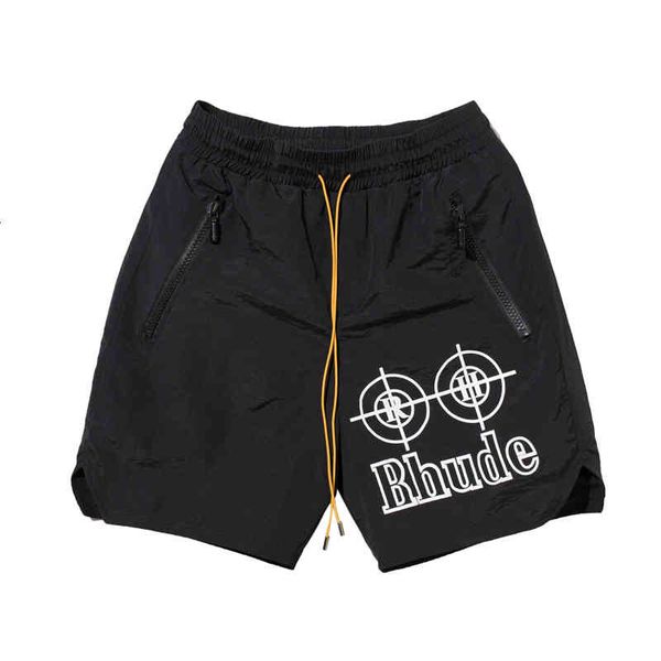 

men's shorts ponto na altura do joelho das mulheres dos homens casuais curtas calas esportivas skates rhude oio8, White;black