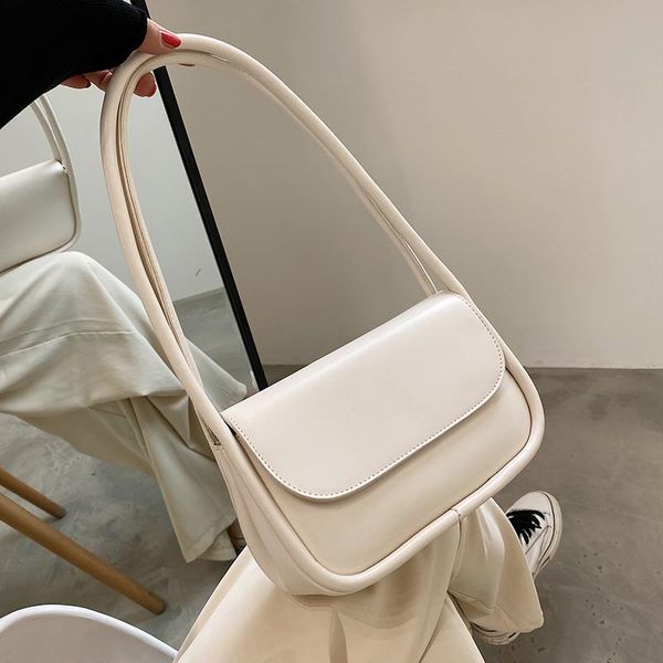 

evening bags 2021 simple style small pu leather shoulder for women summer luxury fashion brands purses trendy elegant baguette handbags