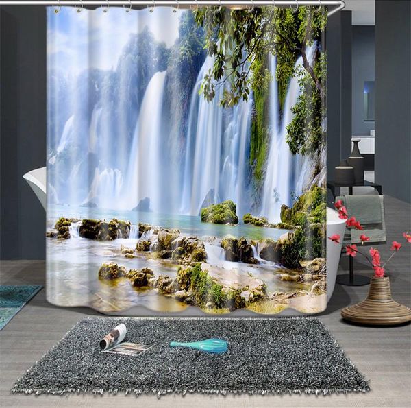 

shower curtains natural waterfall pattern waterproof curtain bathroom