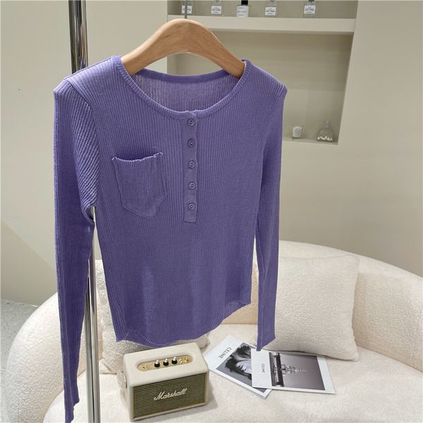 

spring summer 2021 fashion niche design irregular short thin color sleeve knitted shirt, White