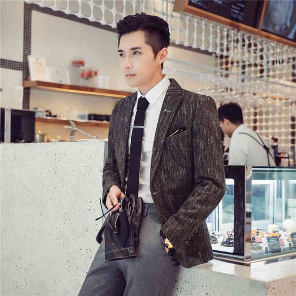 

men's suits & blazers leisure suit winter jacket retro korean trend beautiful youth will be west, White;black