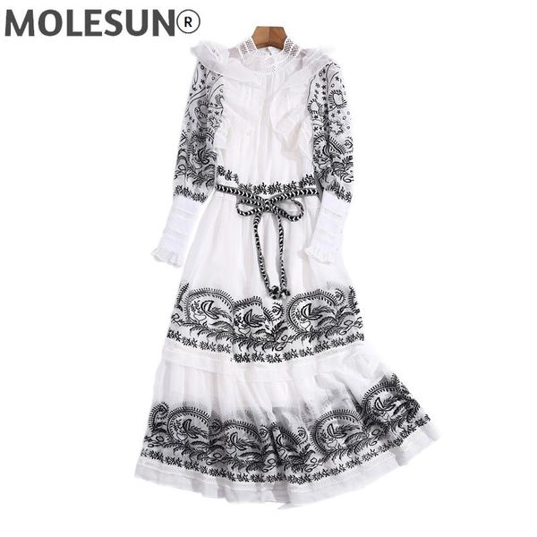

casual dresses runway designer maxi long dress spring women's elegant fashion party exquisite embroidery net yarn vintage style, Black;gray