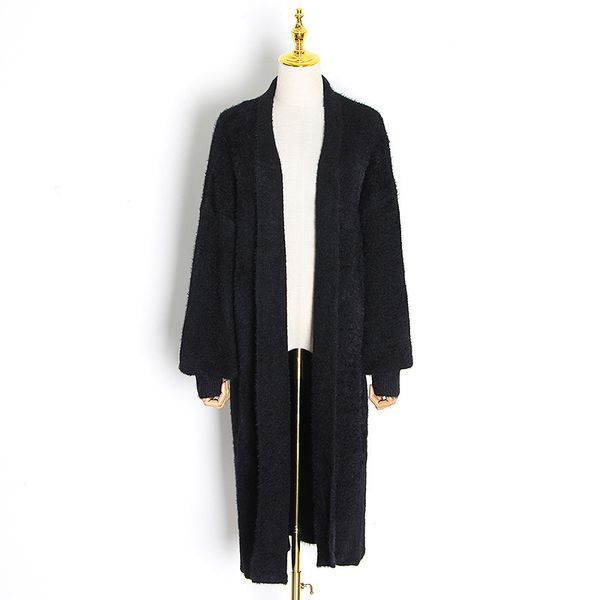 

female sweater jacket fall cardigan extended mink wool, Black;brown