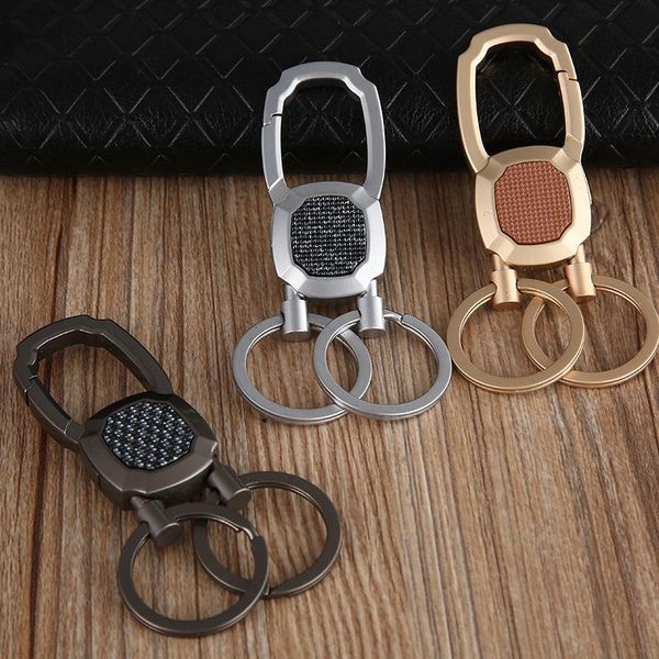 

keychains waist hanging keychain key ring double loops car chain holder sleutelhanger chaveiro llaveros hombre gift, Silver