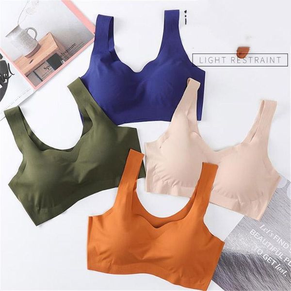 

bras thin push up vest bra women ice silk seamless underwear soft comfortable sleep with chest padded plus size for, Red;black