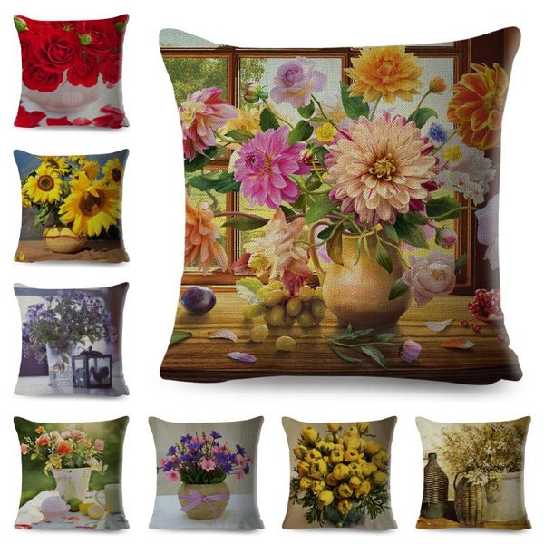 

cushion/decorative pillow nordic simple style beautiful flower cushions cover for sofa home car decor plant floral print pillowcase pillows