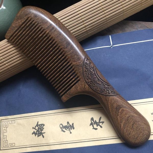 

hair brushes 1 pcs double-sided carving wood combs for women/men barber accessories brush scalp massage gift, Silver