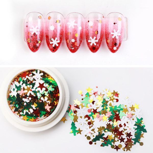 

mix christmas snowflake xmas tree starlights nail glitter sequins art slice stickers decoration1box1, Silver;gold