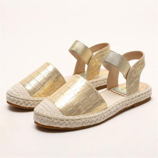 

fisherman women's shoes outer wear sandals summer soft-soled straw flat for women large size gold sliver black jzj18