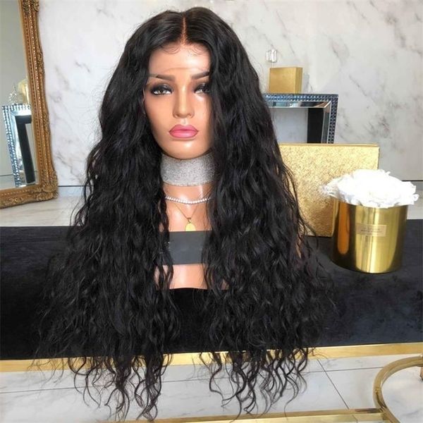 

fiber wig cap chemical black medium curled long hair bubble face roll rose net wig