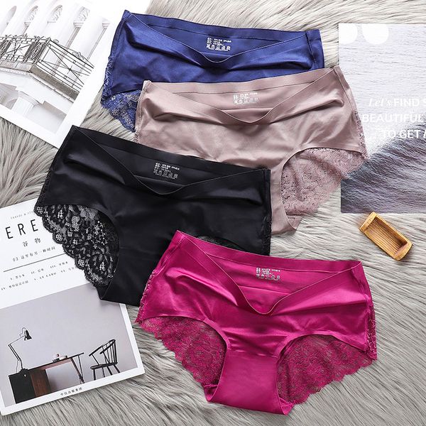 

4pcs/lot lace panties women seamless ladies underwear lace briefs panties for women comfort lingerie thong g-string 984 v2, White
