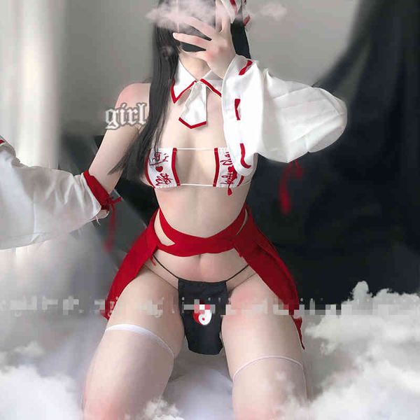 Anime Hizmetçi Cosplay Kostümleri Japon Kimono Elbise Cadı Üniforma Cosplay Suit Sevimli Kızlar Seksi Kalp Bikini Lingerie Set L0407