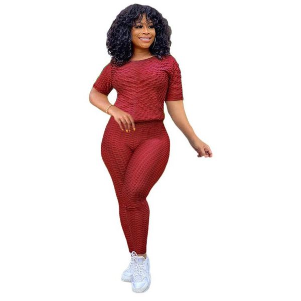 

summer fitness yoga sports suit fashion short sleeve trousers solid color two-piece tracksuits women's gym clothing, White;black