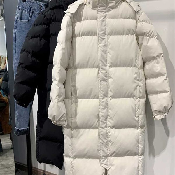 

down padded jacket thick korean version loose super long parker padded winter jacket 211221, Black