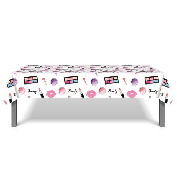 

party decoration 130*220cm make up tablecloth girls decorations eye shadow lipstick disposable tablecover happy birthday kids favors