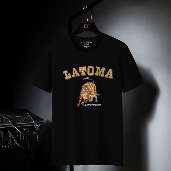 

fashion t shirt men's summer taurus casual drill short sleeve modal personality trend thin half, White;black