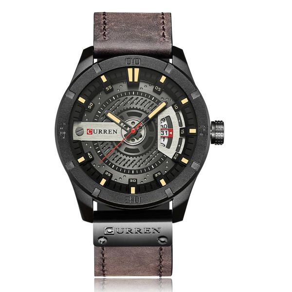 

wristwatches trend men's watch calendar waterproof business belt, Slivery;brown