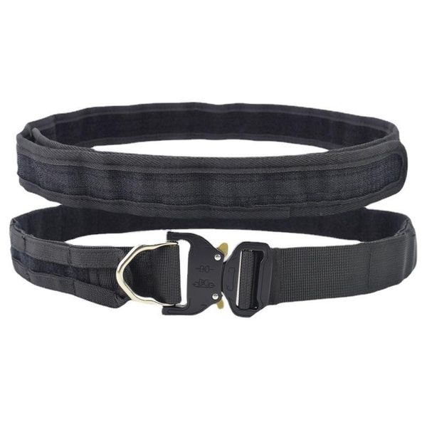 

waist support military tactical belt hunting double layer waistband multiuse men cs paintball combat, Black;gray