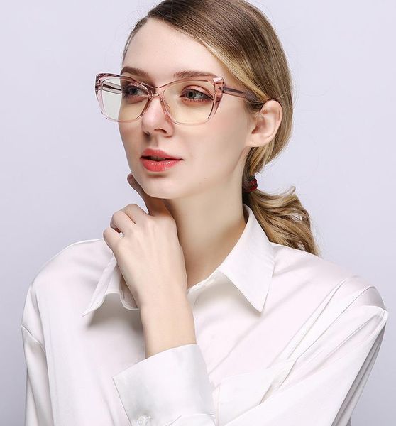 

fashion sunglasses frames tr90 cat eye blue light blocking glasses optical men women trending styles uv400 computer, Black