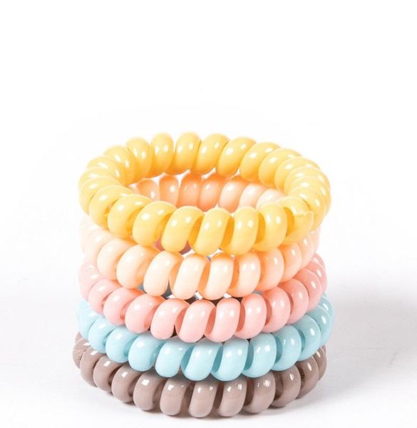 

hair accessories children candy colors gradient telephone wire rubber bands girls jelly color elastic ropes ponytail for women accessor, Slivery;white