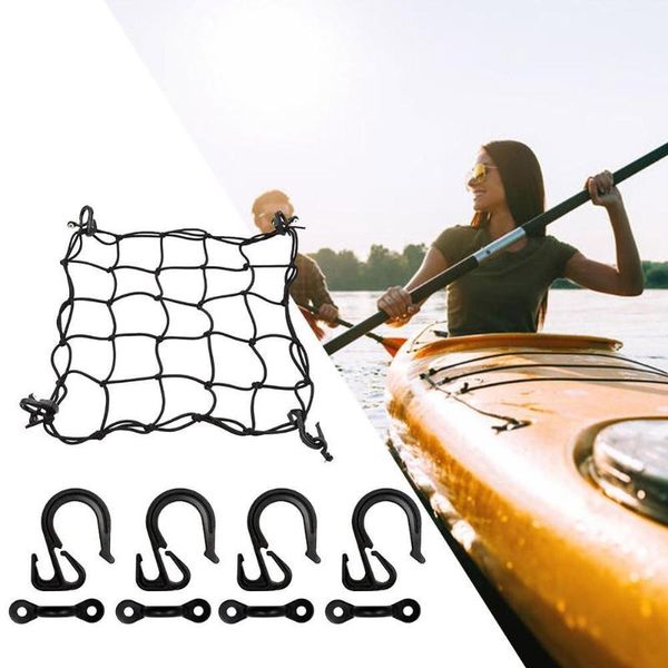 

rafts/inflatable boats kayak cargo net elastic rope hook with screw c buckle deck rigging set canoe marine boat water sports accessories