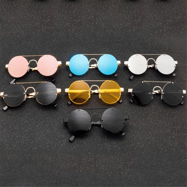 

vintage punk style sunglasses men retro round metal frame women spring temple design sun glasses fashion eyewear uv400, White;black